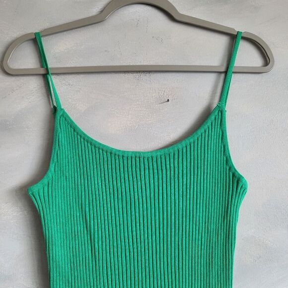 H&M Ribbed Kelly Green Midi Body Con Dress Size L NWT - Picture 3 of 9